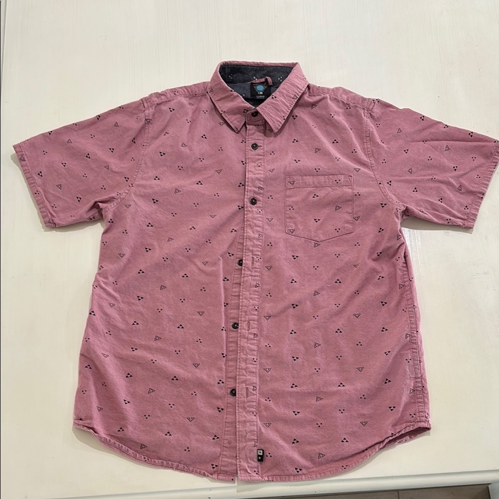 FourStar pink-patterned casual shirt. 100% cotton. Men's L. Excellent condition.